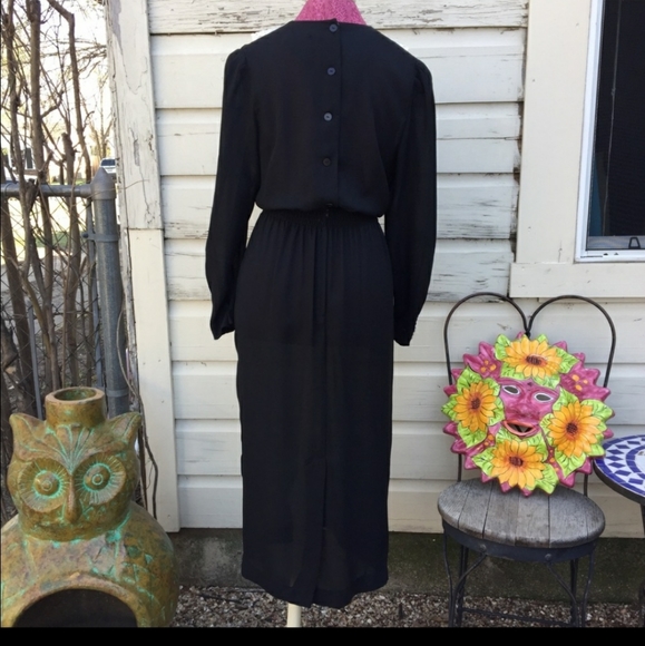 # 168 VNTG 90’s Black Dress w/ Lace Collar - Picture 8 of 14